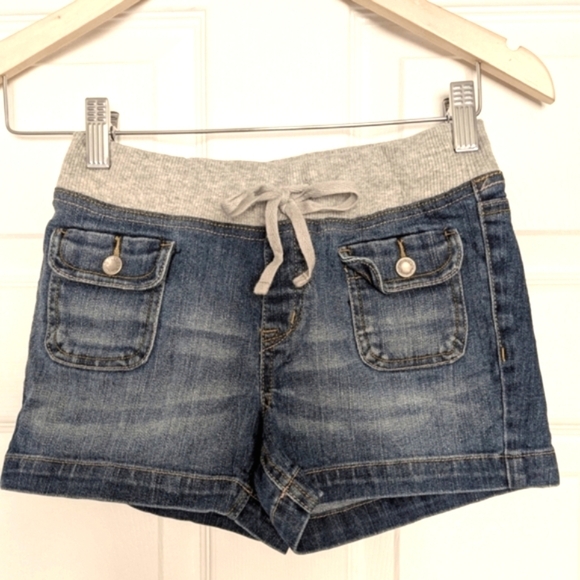 Justice Girls (Size 12R) Mini Jean/Denim Shorts with Elastic Waist - Picture 2 of 8